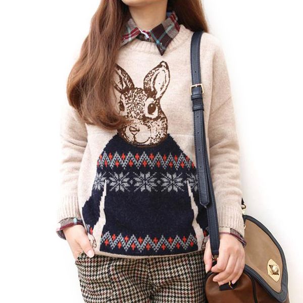 2019 winter fashion sweater ladies cute print loose women pullovers 17027, White;black
2019 winter fashion sweater ladies cute print loose women pullovers 17027, White;black
