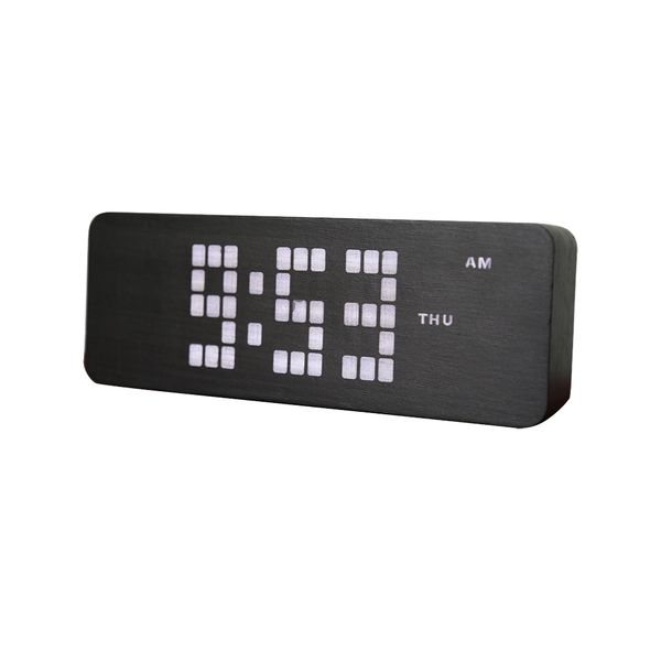 wooden led digital alarm clock