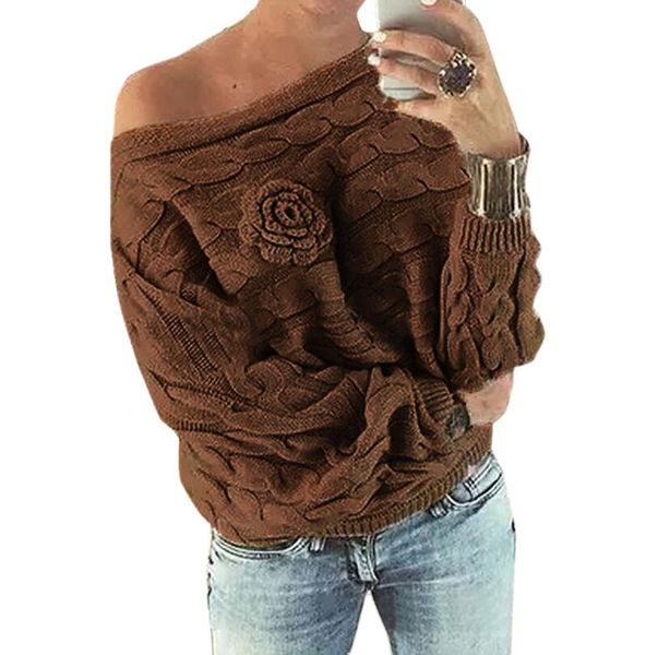 2018 new women's handmade flower off-the-shoulder sweater female large size bat sleeve sweater women's casual wear, White;black
2018 new women's handmade flower off-the-shoulder sweater female large size bat sleeve sweater women's casual wear, White;black