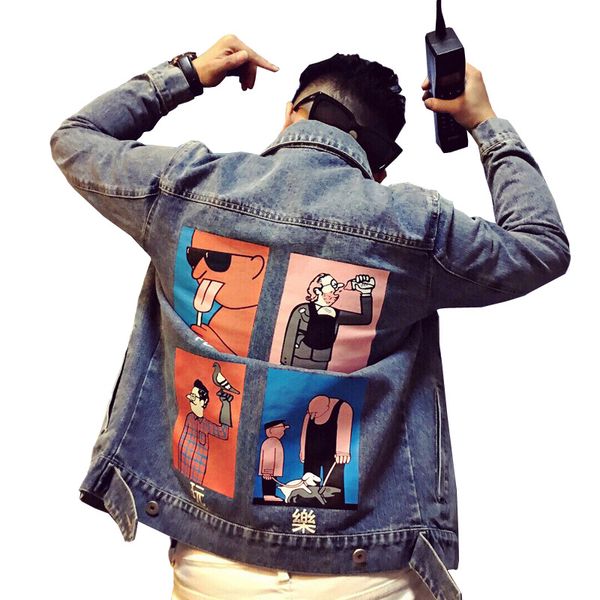 aboorun funny graffiti printed hip hop denim jacket men distressed hole streetwear slim blue jeans jacket for male r3264, Black;brown
aboorun funny graffiti printed hip hop denim jacket men distressed hole streetwear slim blue jeans jacket for male r3264, Black;brown