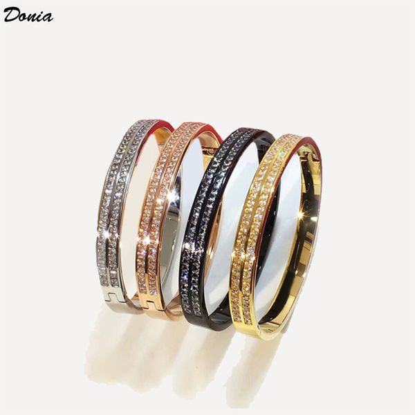 

donia jewelry classic designer bracelet double row micro inlaid zirconia fashion luxury opening bracelet in europe and america, Black