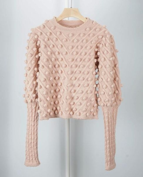 women sweater spot handmade nail ball mohair sweet pink lantern sleeve wool sweater female, White;black
women sweater spot handmade nail ball mohair sweet pink lantern sleeve wool sweater female, White;black