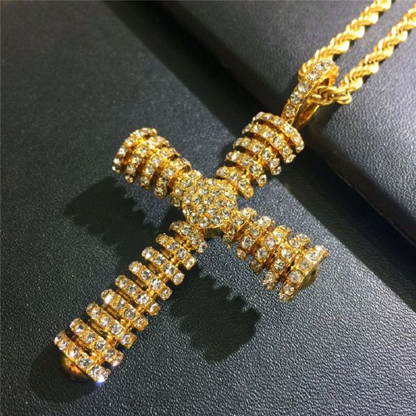 men fashion hip hop jewelry big gold rhinestone cross pendant necklace stainless steel 60cm long chain punk mens trendy necklaces for men, Silver
men fashion hip hop jewelry big gold rhinestone cross pendant necklace stainless steel 60cm long chain punk mens trendy necklaces for men, Silver