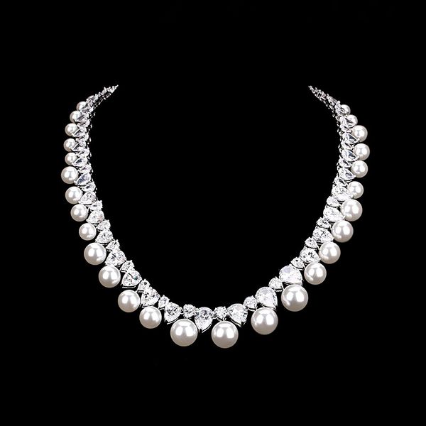 shell pearls and sparkling cubic zirconia cz crystal 16.5 inch tennis collar necklace, Golden;silver
shell pearls and sparkling cubic zirconia cz crystal 16.5 inch tennis collar necklace, Golden;silver