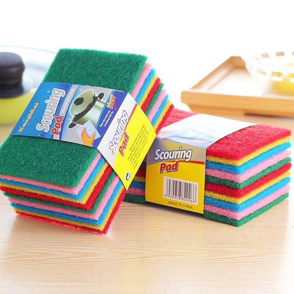 

10pcs/set mixed color highly efficient scouring pad dish cloth cleaning wipers kitchen rags strong decontamination dish towels e-packet
