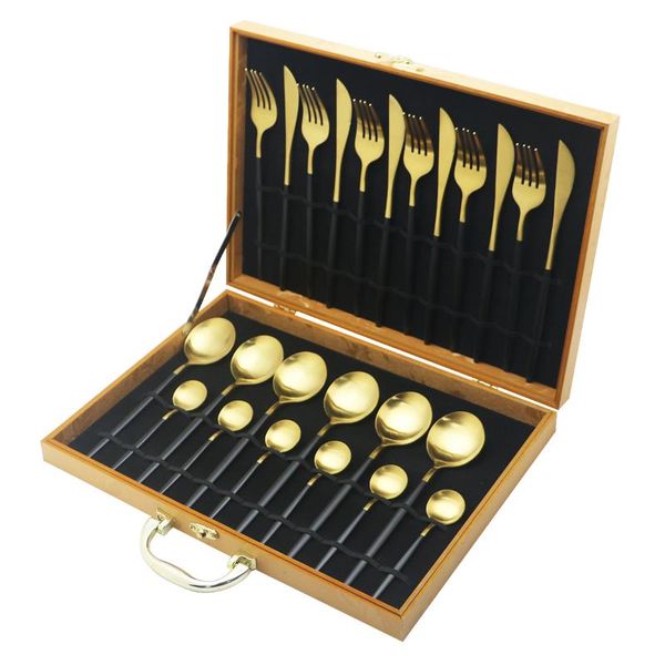 flatware sets 24pcs stainless steel dinnerware set black gold cutlery knife fork spoon dinner kitchen tableware with box
flatware sets 24pcs stainless steel dinnerware set black gold cutlery knife fork spoon dinner kitchen tableware with box