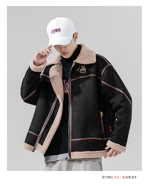 winter fashion brand suede lamb wool cotton padded jacket men's vertical collar velvet cotton suit leather coat thickened 5xl, Black
winter fashion brand suede lamb wool cotton padded jacket men's vertical collar velvet cotton suit leather coat thickened 5xl, Black
