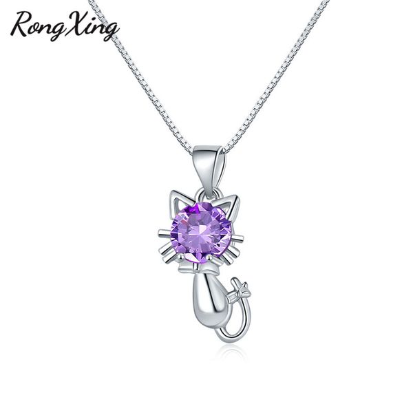 rongxing purple/red/yellow/pink birthstone cute cat pendant necklaces for women 925 silver filled zircon lady statement necklace
rongxing purple/red/yellow/pink birthstone cute cat pendant necklaces for women 925 silver filled zircon lady statement necklace