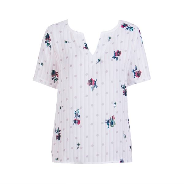 arrivals fashion little v-neck floral casual shirt women's lady chiffon loose short sleeve casual shirt, White
arrivals fashion little v-neck floral casual shirt women's lady chiffon loose short sleeve casual shirt, White