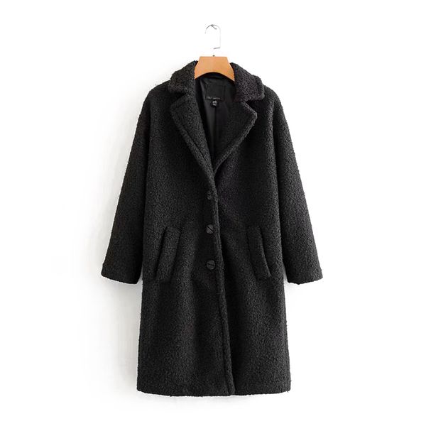 women winter streetwear wool long sleeve warm teddy coat korean lapel single breasted oversize outwear, Black
women winter streetwear wool long sleeve warm teddy coat korean lapel single breasted oversize outwear, Black