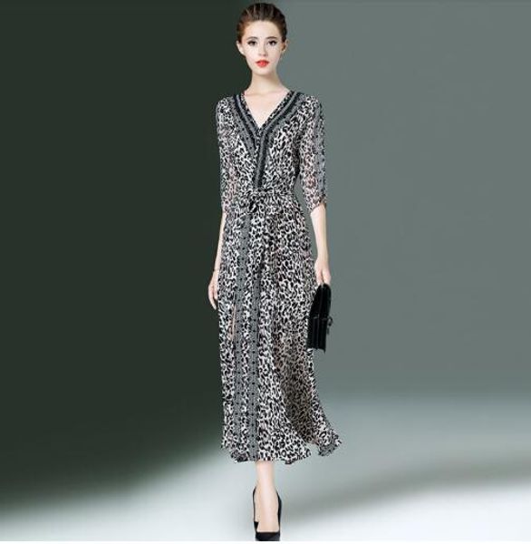 european elegant feminine spring and summer v-neck leopard waistband fashion dress, Black;gray
european elegant feminine spring and summer v-neck leopard waistband fashion dress, Black;gray
