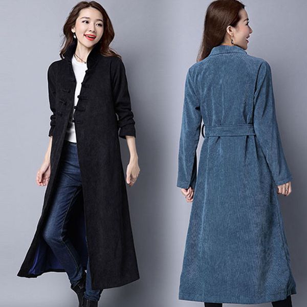 long-sleeved windbreaker spring and autumn and winter new national style women's large size loose tie corduroy long coat jq575, Tan;black
long-sleeved windbreaker spring and autumn and winter new national style women's large size loose tie corduroy long coat jq575, Tan;black