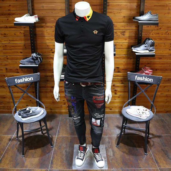 qa0515 fashion men's & tees 2020 runway european design short o-neck print party style t-shirts, White;black
qa0515 fashion men's & tees 2020 runway european design short o-neck print party style t-shirts, White;black