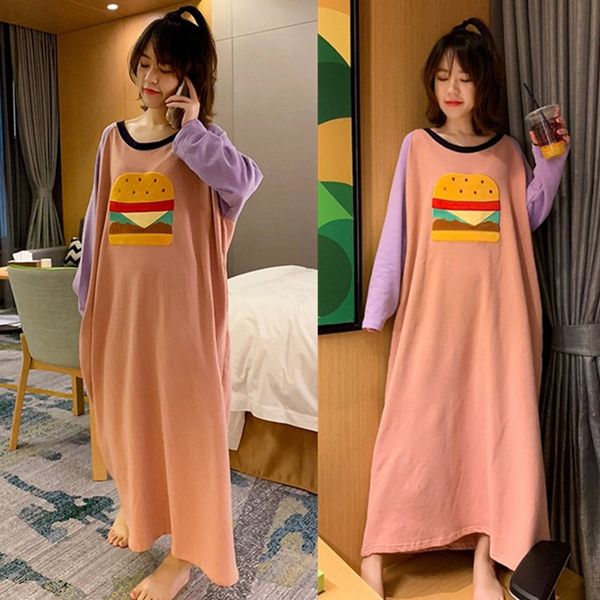 autumn night dress loose long-sleeved stitching color large size nightgown women cute print pijama mujer nighties, Black;red
autumn night dress loose long-sleeved stitching color large size nightgown women cute print pijama mujer nighties, Black;red