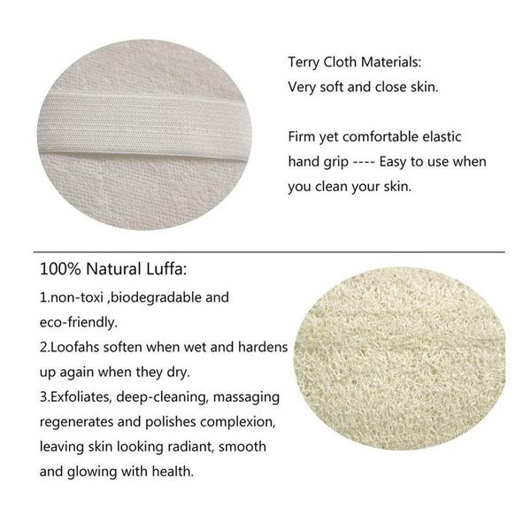 loofah exfoliating назад скруббер для душа, double side scrubbing ремень, body bath sponge 100% natural luffa, задняя шайба
loofah exfoliating назад скруббер для душа, double side scrubbing ремень, body bath sponge 100% natural luffa, задняя шайба