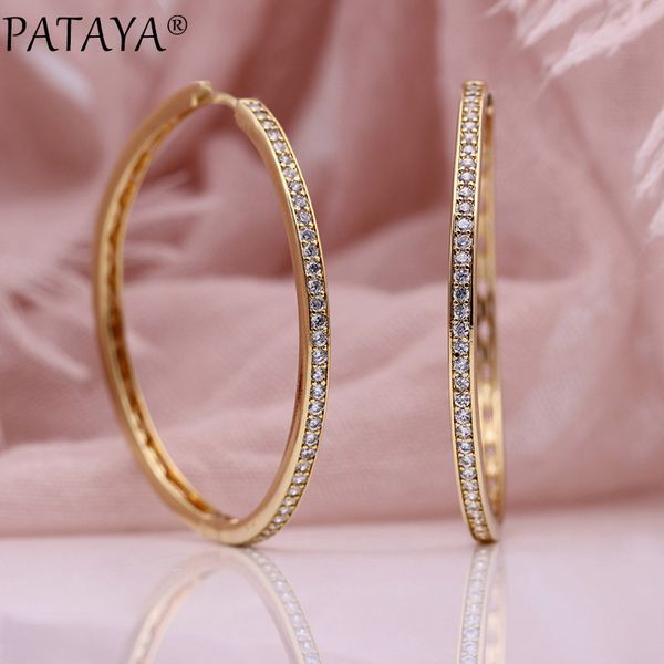 pataya new round big circle dangle earrings 585 rose gold women fashion jewelry gift noble natural zircon fine hollow earrings, Silver
pataya new round big circle dangle earrings 585 rose gold women fashion jewelry gift noble natural zircon fine hollow earrings, Silver