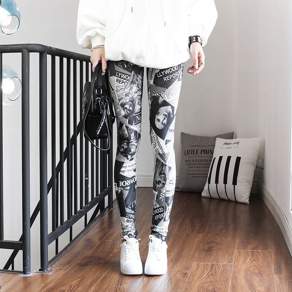 women leggings newspaper digital print pant slim fitness push up pants woman leggins workout plus size leggings, Black
women leggings newspaper digital print pant slim fitness push up pants woman leggins workout plus size leggings, Black