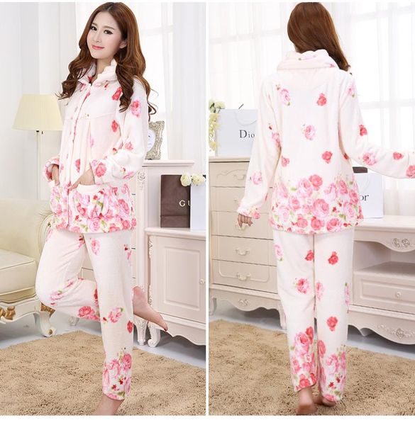 women flannel pajamas ladies autumn winter cute long sleeve pajamas thick sleepwear home service s002l sweet memory, Blue;gray
women flannel pajamas ladies autumn winter cute long sleeve pajamas thick sleepwear home service s002l sweet memory, Blue;gray