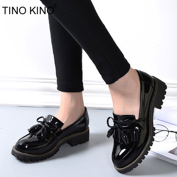 tino kino women tassels bowtie spring derby shoes female fashion platform patent leather low heels ladies slip on footwear, Black;white
tino kino women tassels bowtie spring derby shoes female fashion platform patent leather low heels ladies slip on footwear, Black;white