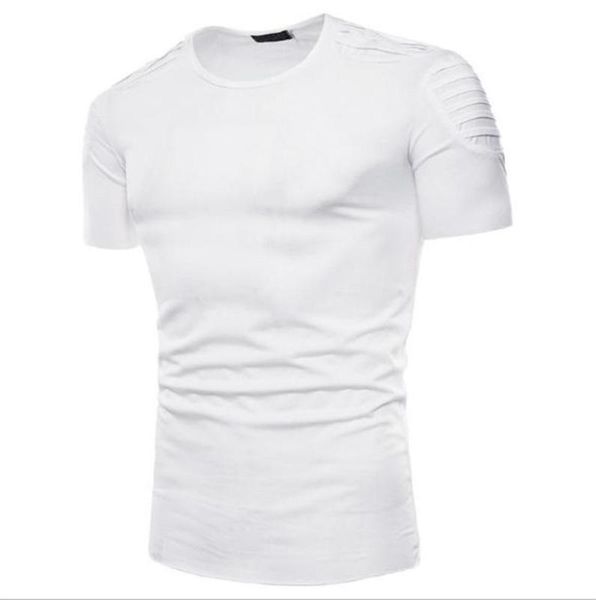 pleated mens tees clothing short sleeved male summer casual hommes solid color mens designer tshirts, White;black
pleated mens tees clothing short sleeved male summer casual hommes solid color mens designer tshirts, White;black
