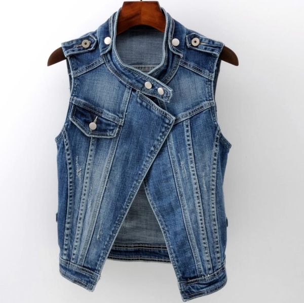 plus size 4xl slim short women denim vest fashion sleeveless coat stand collar cotton veste jeans jacket, Black;white
plus size 4xl slim short women denim vest fashion sleeveless coat stand collar cotton veste jeans jacket, Black;white