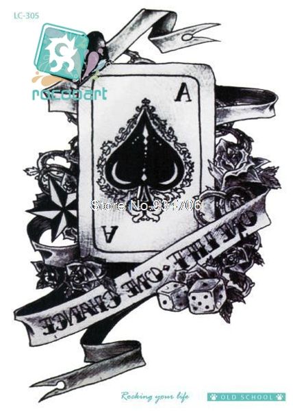 lc-305 21*15cm vintage poker large tatoo sticker classical black white factory design cool temporary tattoo stickers
lc-305 21*15cm vintage poker large tatoo sticker classical black white factory design cool temporary tattoo stickers