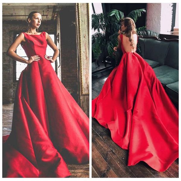 simple scoop satin red prom dress sweep brush train formal dress stores backless pleated skirt long red party dress, Black
simple scoop satin red prom dress sweep brush train formal dress stores backless pleated skirt long red party dress, Black