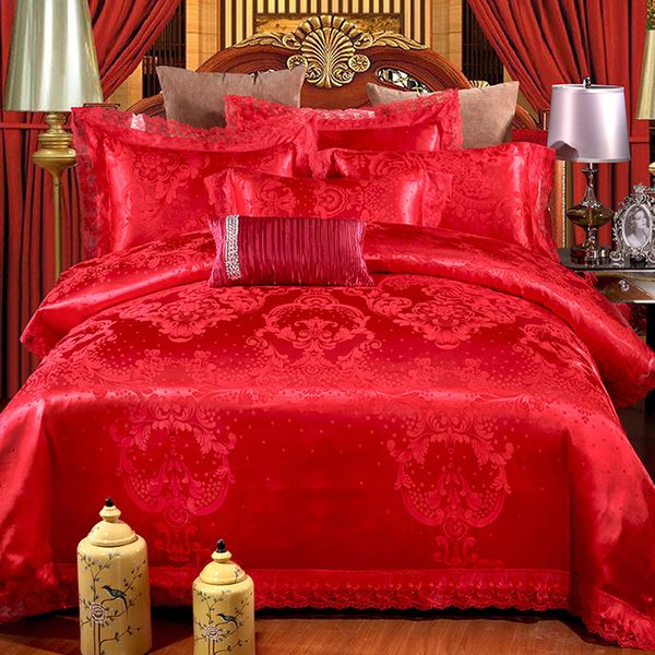 funbaky 4pcs/set satin jacquard silk comforter bedding sets cotton duvet cover set bed linings wedding home textile
funbaky 4pcs/set satin jacquard silk comforter bedding sets cotton duvet cover set bed linings wedding home textile