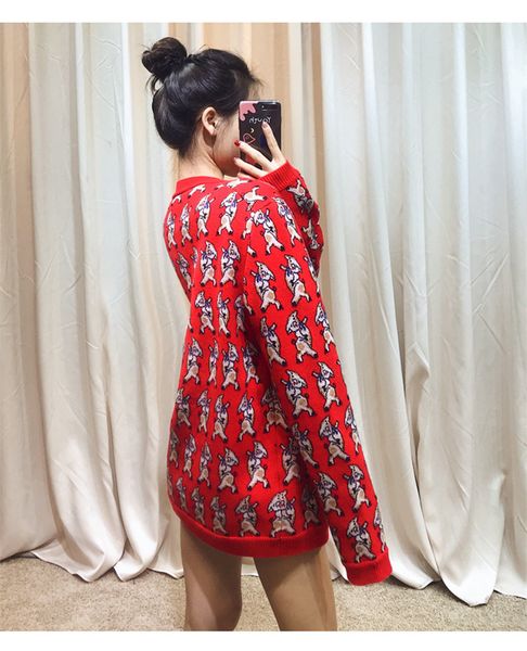 Fashion Womens Sweaters Cardigan With Designer Tile Style Pig Print Clothes Brand Red Casual Warm Knitwear
Fashion Womens Sweaters Cardigan With Designer Tile Style Pig Print Clothes Brand Red Casual Warm Knitwear