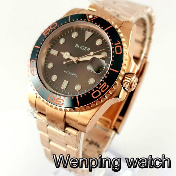 bliger 40mm rose gold case sapphire glass date window ceramic bezel stainless steel waterproof mens automatic watch, Slivery;brown
bliger 40mm rose gold case sapphire glass date window ceramic bezel stainless steel waterproof mens automatic watch, Slivery;brown