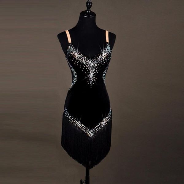 stage wear ladies latin dancing dress custom-made tassel rhinestone dancewear women chacha ballroom fitness rehearsal costume y054, Black;red
stage wear ladies latin dancing dress custom-made tassel rhinestone dancewear women chacha ballroom fitness rehearsal costume y054, Black;red