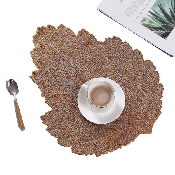 

Creative Leaf Shape Dining Placemats Coaster Mat Non-Slip PVC Washable Cup Table Mats Heat-resistant Pads Kitchen Accessories