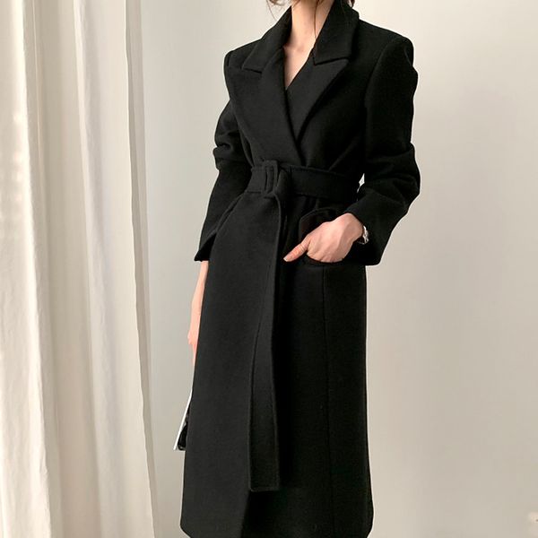 women's wool & blends genayooa winter coat woman blend trench with belt warm women long sleeve female korean style, Black
women's wool & blends genayooa winter coat woman blend trench with belt warm women long sleeve female korean style, Black