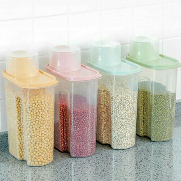 4pcs large capacity airtight dry container durable cereal storage box 2.5l