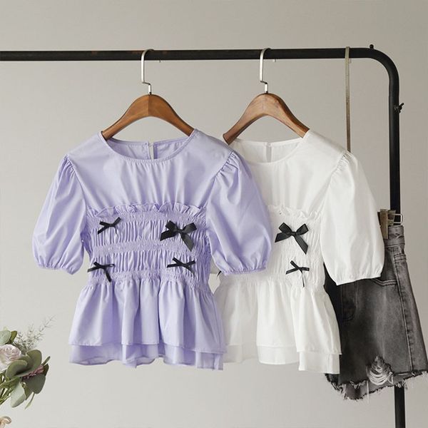 sweet women girls shirt ruffles puff sleeve small o neck casual slim summer lady fashion slim waist female shirts, White
sweet women girls shirt ruffles puff sleeve small o neck casual slim summer lady fashion slim waist female shirts, White