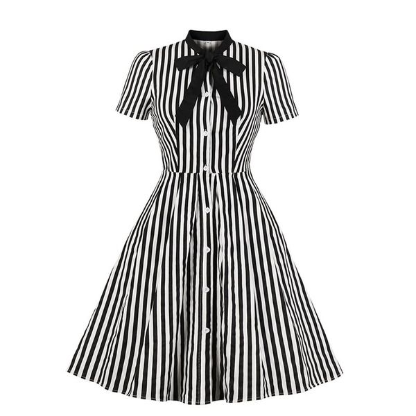 rosetic vintage stripe midi dress women summer 50s bow collar elegant office casual stylish goth ladies retro rockabilly dresses, Black;gray
rosetic vintage stripe midi dress women summer 50s bow collar elegant office casual stylish goth ladies retro rockabilly dresses, Black;gray