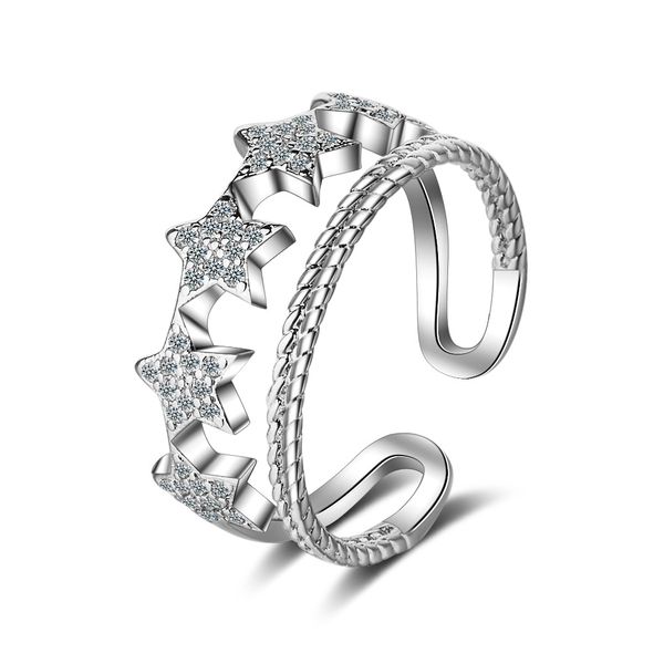 jz254 ring womens korean version of the small fresh diamond double-layer star open ring star food ring, Silver
jz254 ring womens korean version of the small fresh diamond double-layer star open ring star food ring, Silver