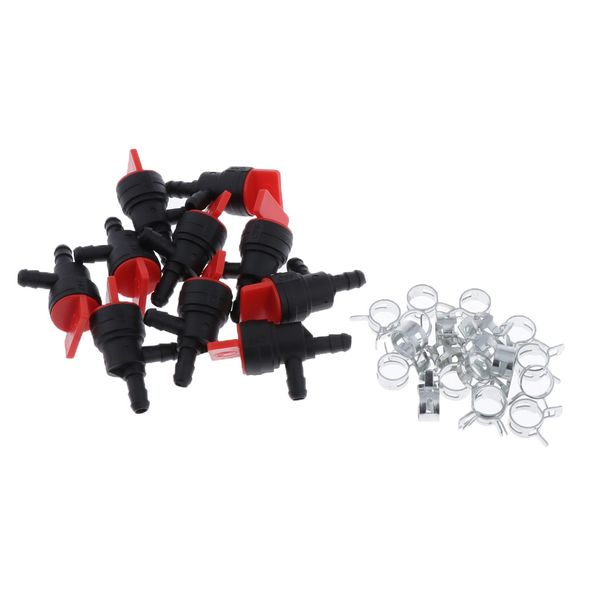 set of 10 1/4 fuel shut off valve + fuel line clamp replacement for briggs & stratton 698181
set of 10 1/4 fuel shut off valve + fuel line clamp replacement for briggs & stratton 698181