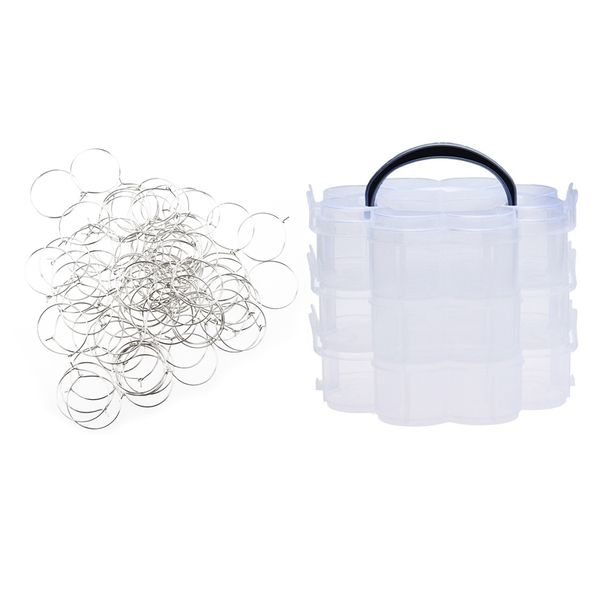 101 pcs jewellery tool: 100pcs silver plated wine glass charm ring earring hoops 29x25mm & 1pcs clear 3 tier stackable organiser
101 pcs jewellery tool: 100pcs silver plated wine glass charm ring earring hoops 29x25mm & 1pcs clear 3 tier stackable organiser