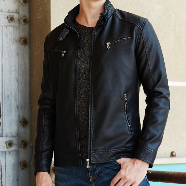 new motorcycle plus velvet leather jackets men casual slim coats with zipper outerwear, Black
new motorcycle plus velvet leather jackets men casual slim coats with zipper outerwear, Black