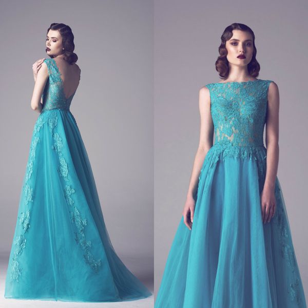 lace bateau neck prom dresses a line illusion appliques floor length fadwa baalbaki formal evening dress backless long party gowns, Black
lace bateau neck prom dresses a line illusion appliques floor length fadwa baalbaki formal evening dress backless long party gowns, Black