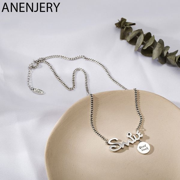 anenjery vintage thai silver color "smile" letter good luck alphabet pendant necklace for women men gift jewelry s-n623
anenjery vintage thai silver color "smile" letter good luck alphabet pendant necklace for women men gift jewelry s-n623