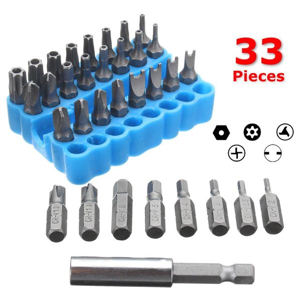 33pcs / set star hex key torx mini electric screwdriver bits holder kits chrome vandium security bit set tamperproof
33pcs / set star hex key torx mini electric screwdriver bits holder kits chrome vandium security bit set tamperproof