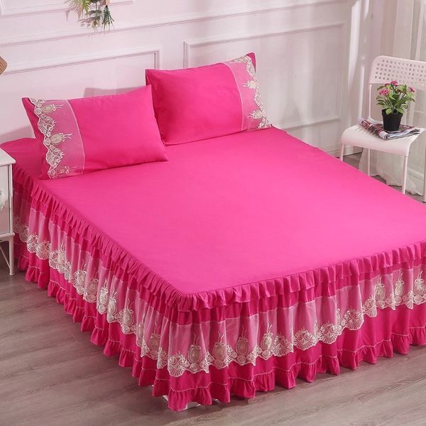 1/3pcs korean style princess bedspread bedsheet pillowcase rose red embroidered lace bedding bed skirt girls solid fitted sheet
1/3pcs korean style princess bedspread bedsheet pillowcase rose red embroidered lace bedding bed skirt girls solid fitted sheet