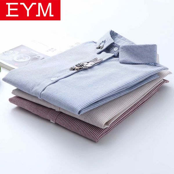 eym brand women's blouses 2019 spring new fashion embroidered striped long sleeve shirt elegant college style casual blouse, White
eym brand women's blouses 2019 spring new fashion embroidered striped long sleeve shirt elegant college style casual blouse, White