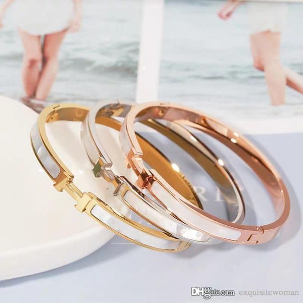 h letter natural white shell cuff bracelet herm brand fashion titanium plating 18k gold woman bangle
h letter natural white shell cuff bracelet herm brand fashion titanium plating 18k gold woman bangle