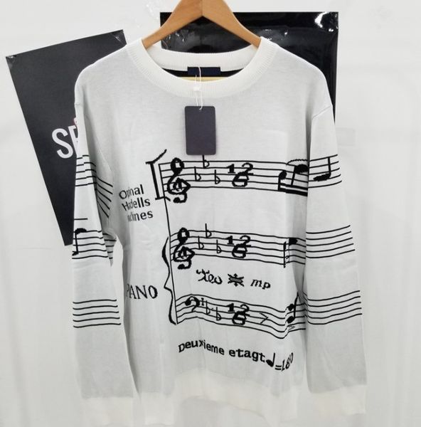 luxury winter new brand sweater mens women woollen pullover woolly hoodie music staff stitches knit sweatshirt casual street high c b101692q, White;black 
luxury winter new brand sweater mens women woollen pullover woolly hoodie music staff stitches knit sweatshirt casual street high c b101692q, White;black