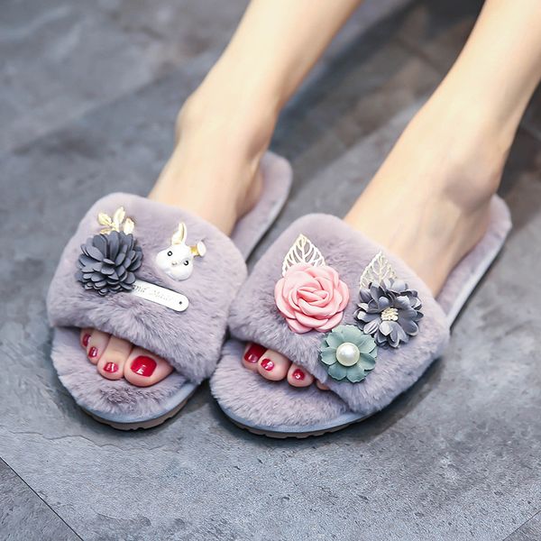 female shoes ladies' slippers winter footwear flower low 2019 flat massage floral tpr basic short plush slides shearling fur, Black
female shoes ladies' slippers winter footwear flower low 2019 flat massage floral tpr basic short plush slides shearling fur, Black