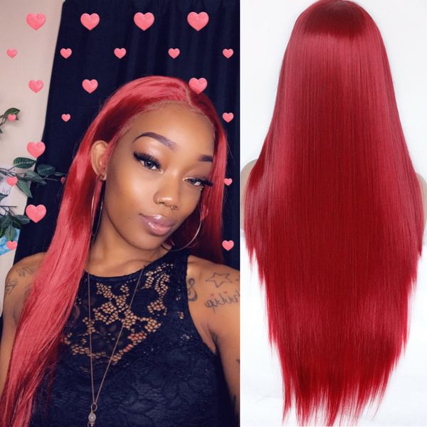 long silky straight synthetic hair lace front wig glueless 13x4 heat resistant synthetic wigs for women red burgundy color cosplay wig
long silky straight synthetic hair lace front wig glueless 13x4 heat resistant synthetic wigs for women red burgundy color cosplay wig
