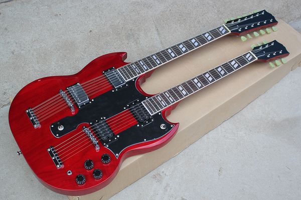 factory custom double neck wine red electric guitar with 6+12 strings,chrome hardware,black pickguard,offer customized
factory custom double neck wine red electric guitar with 6+12 strings,chrome hardware,black pickguard,offer customized